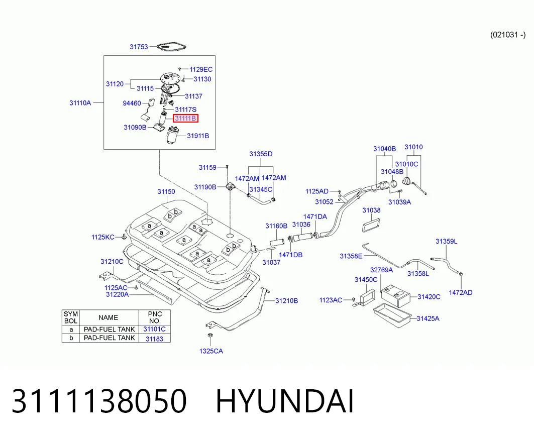 3111138050 Hyundai/Kia Element-turbina pompy paliwa