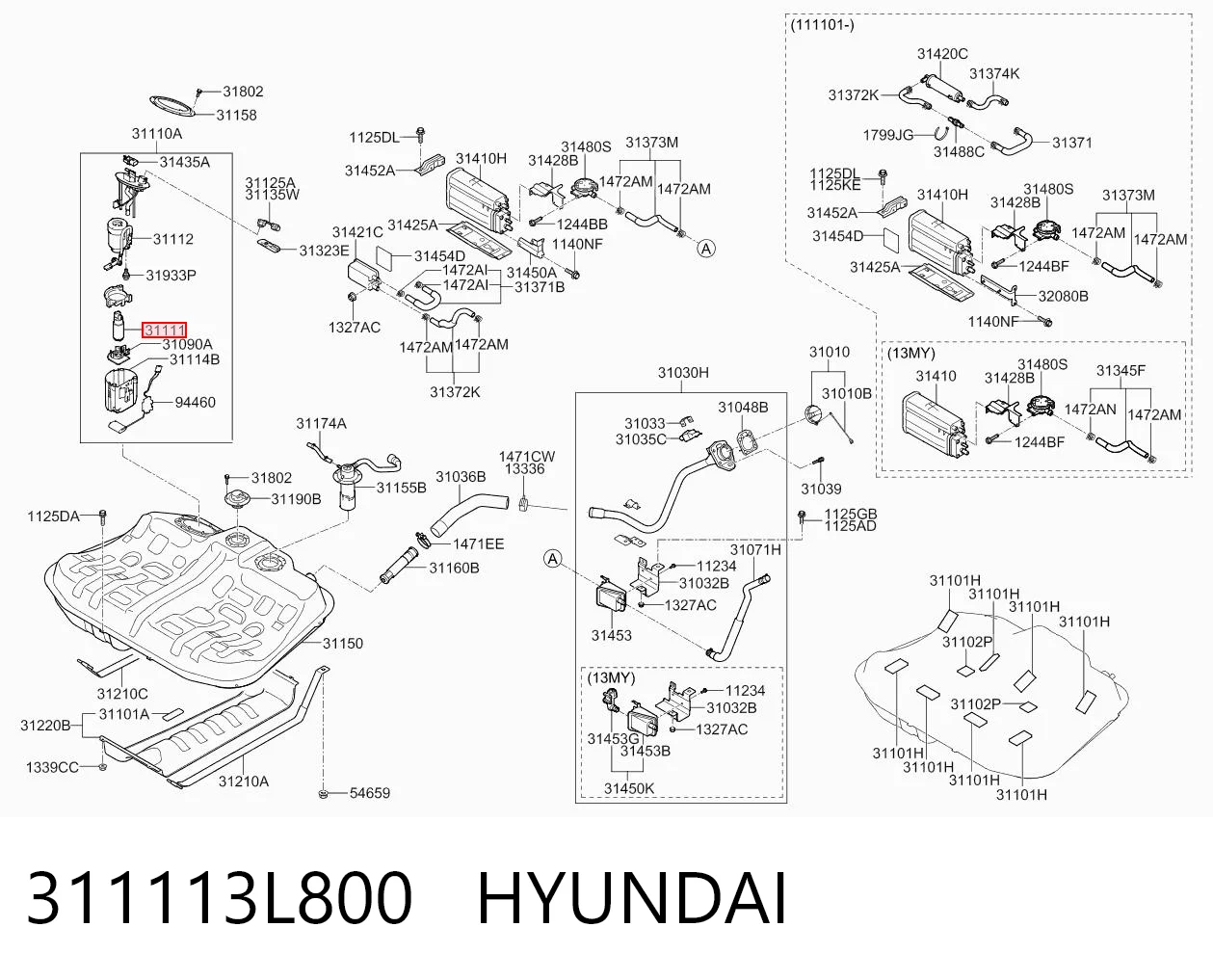 311113L800 Hyundai/Kia Element-turbina pompy paliwa
