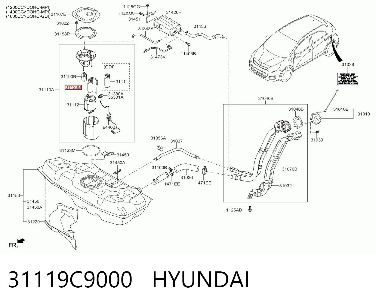 Do koszyka Moduł pompy paliwowej z czujnikiem poziomu paliwa Hyundai Santa Fe IV TM, TMA