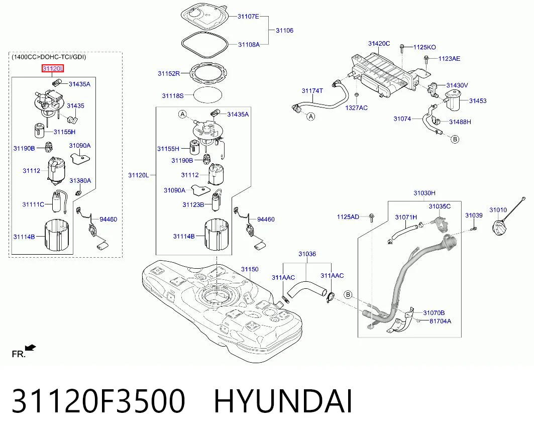 31120F3500 Hyundai/Kia Moduł pompy paliwowej z czujnikiem poziomu paliwa