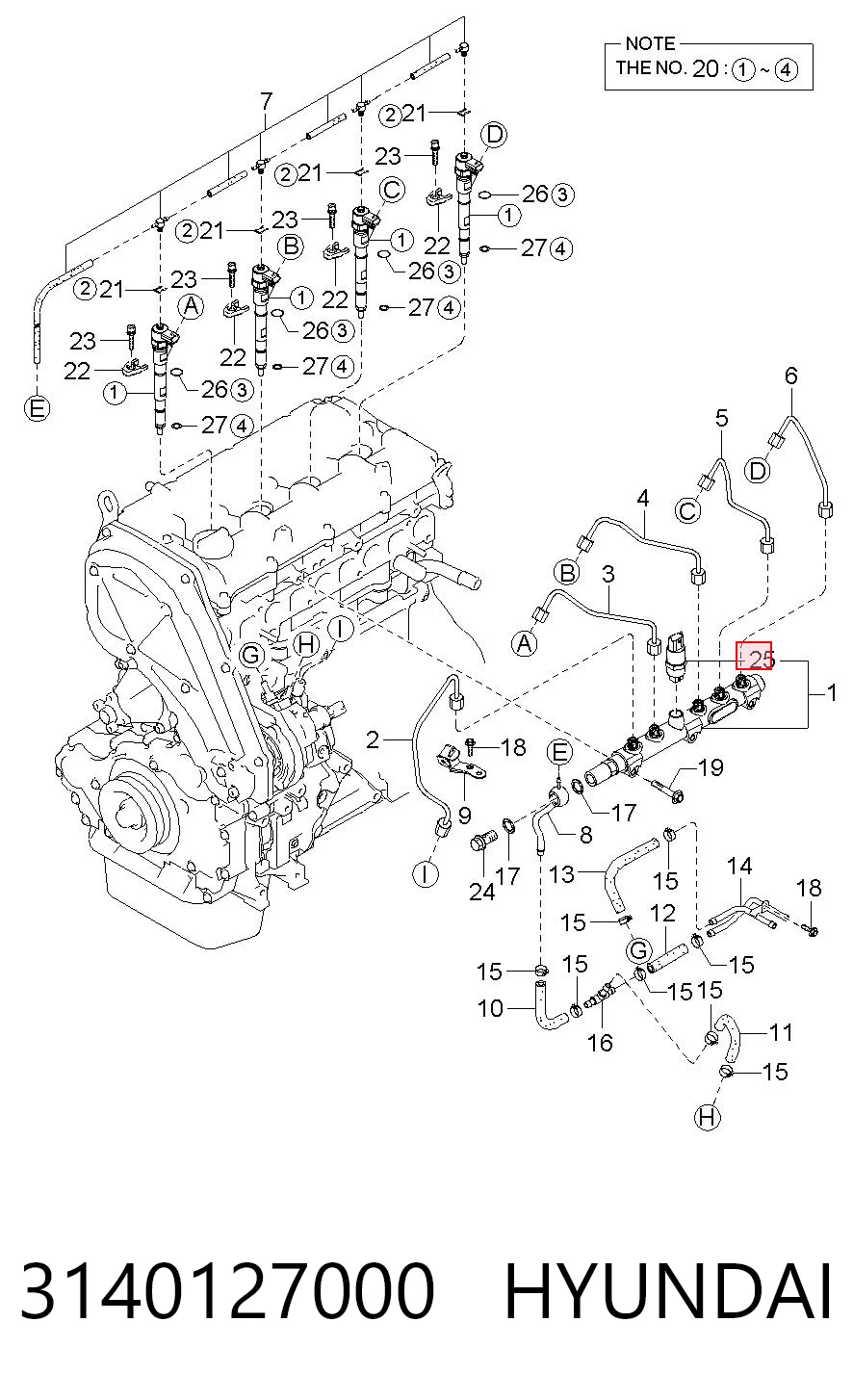 3140127000 Hyundai/Kia Czujnik ciśnienia paliwa