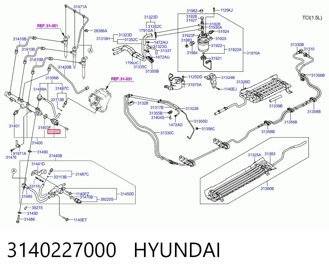 3140227000 Hyundai/Kia Regulator ciśnienia paliwa w listwie paliwowej
