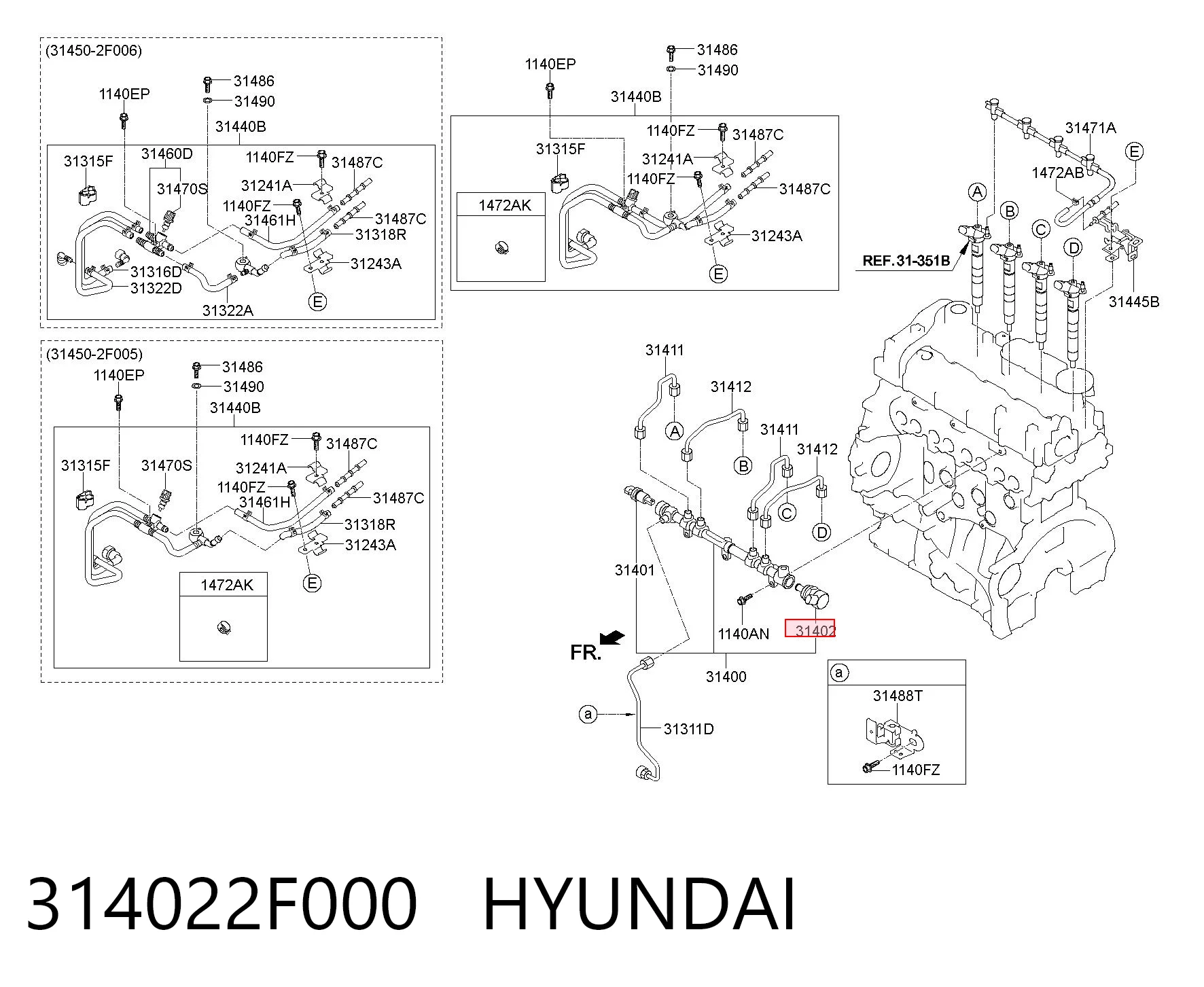 314022F000 Hyundai/Kia Regulator ciśnienia paliwa w listwie paliwowej