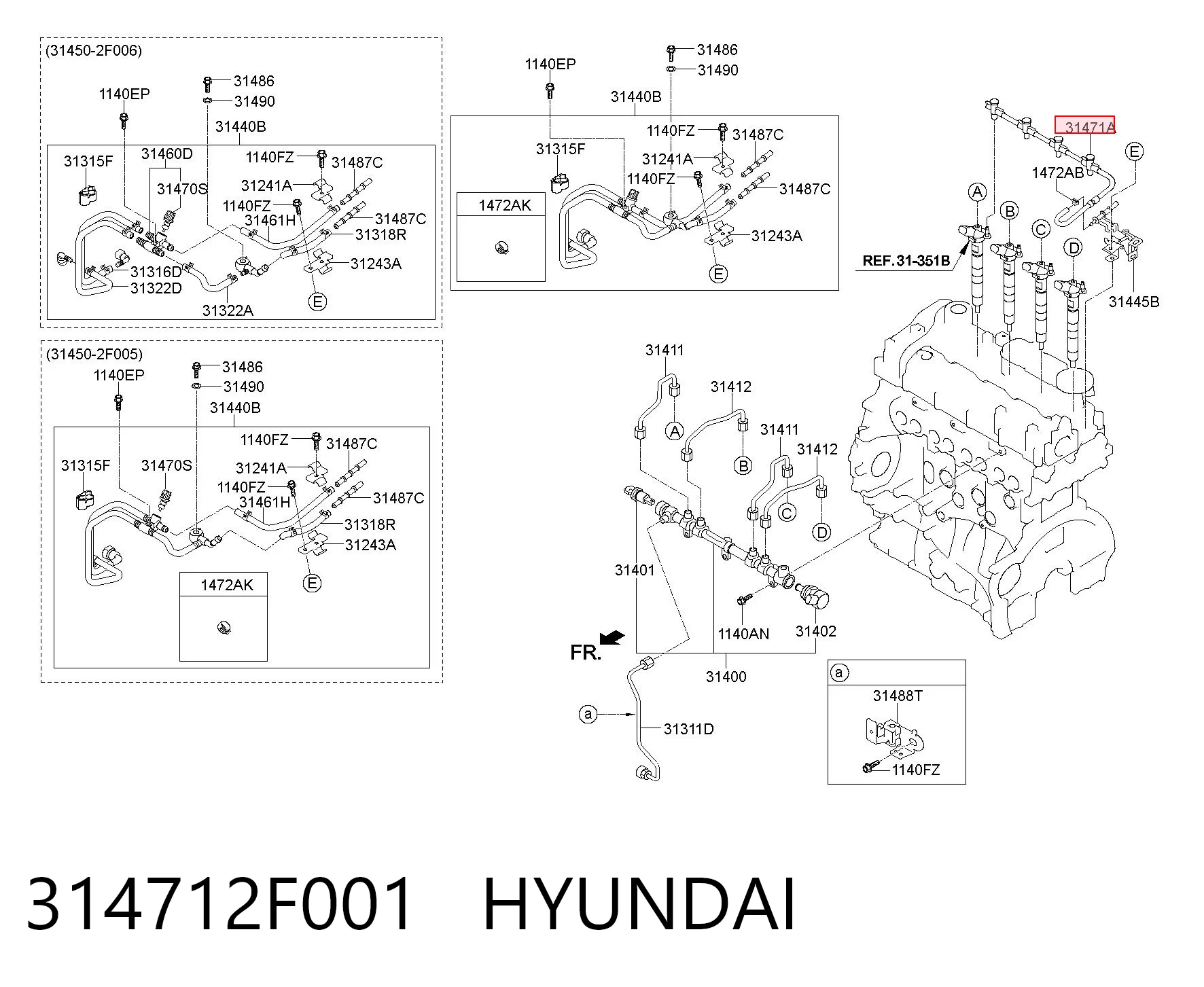 314712F001 Hyundai/Kia Rurka paliwa, zwrotna od wtryskiwaczy