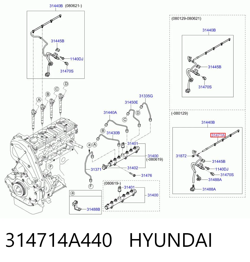 314714A440 Hyundai/Kia Rurka paliwa, zwrotna od wtryskiwaczy