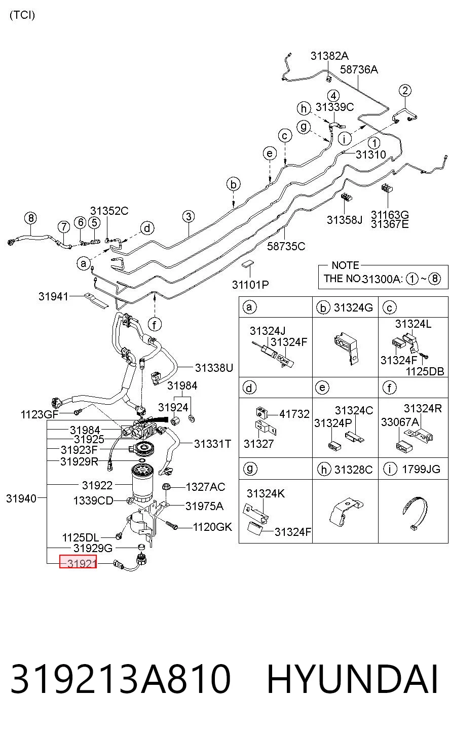 319213A810 Hyundai/Kia Czujnik poziomu wody w filtrze paliwa