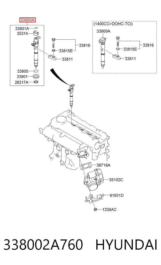 338002A760 Hyundai/Kia Wtryskiwacz paliwa
