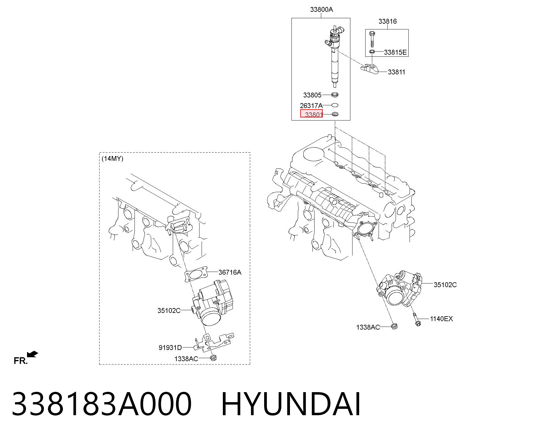 338183A000 Hyundai/Kia Pierścień uszczelniający wtryskiwacza