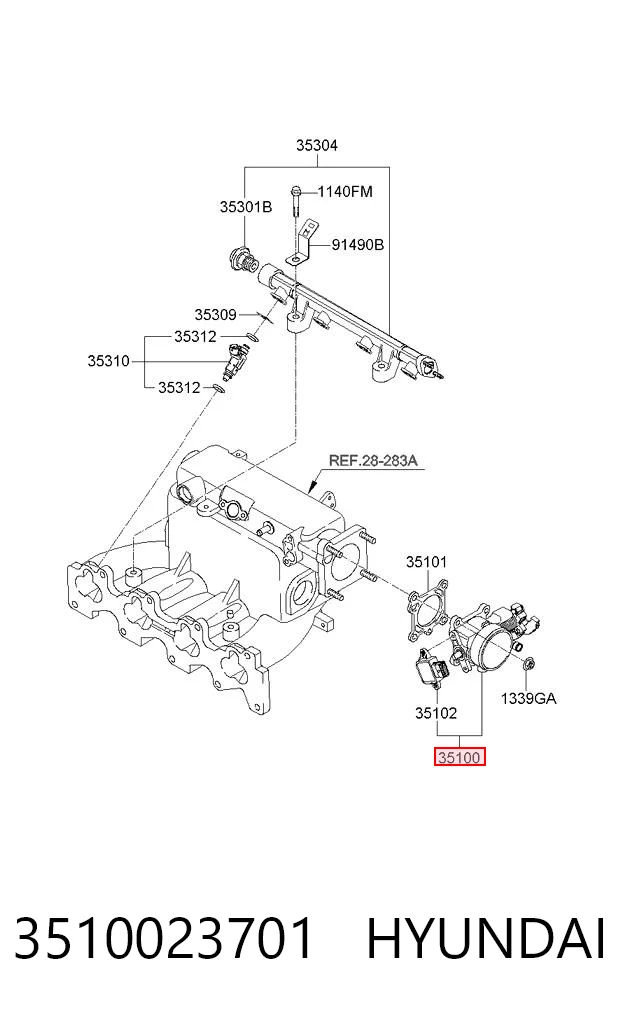 3510023701 Hyundai/Kia Przepustnica, komplet