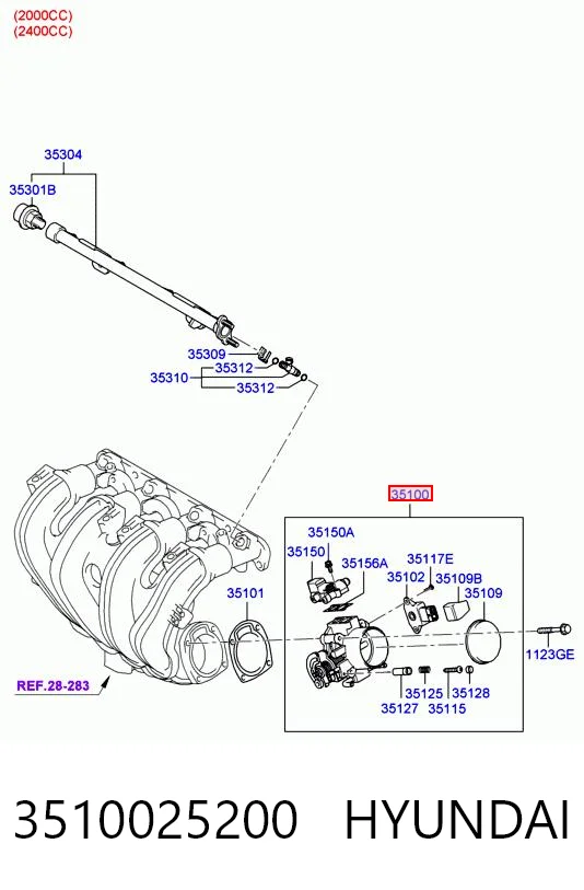 3510025200 Hyundai/Kia Przepustnica, komplet