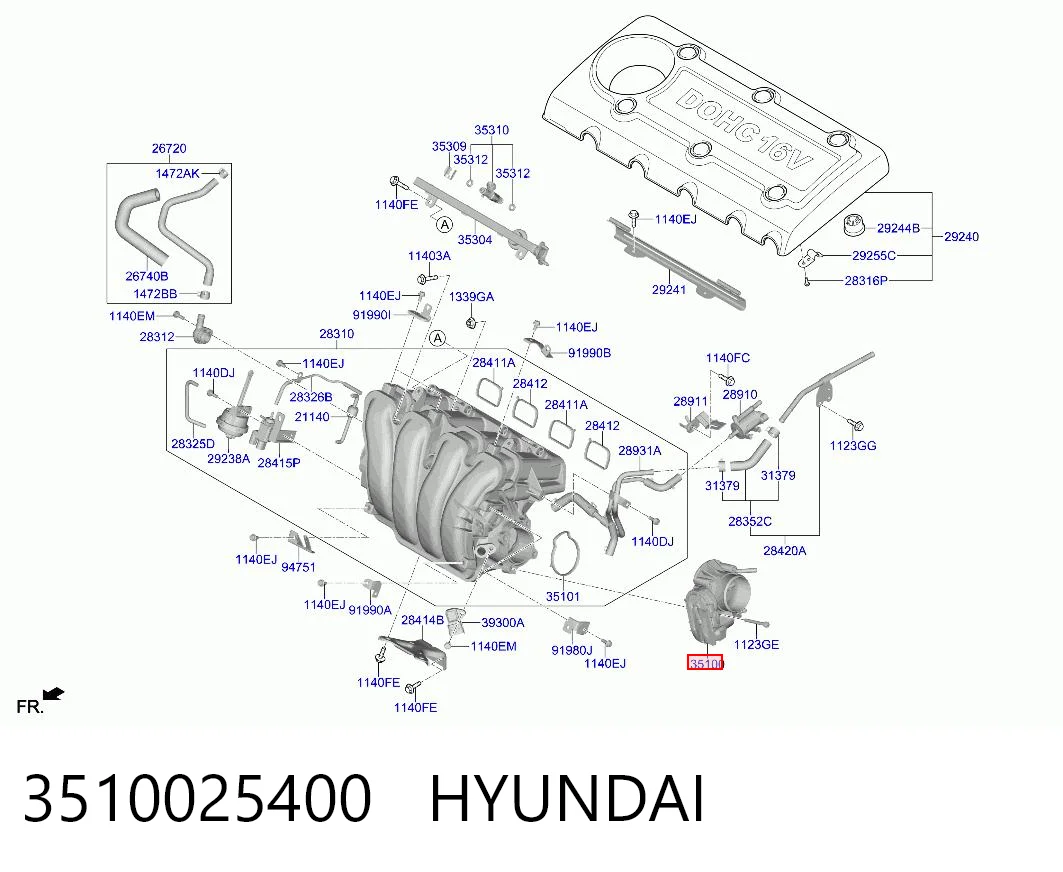 3510025400 Hyundai/Kia Przepustnica, komplet