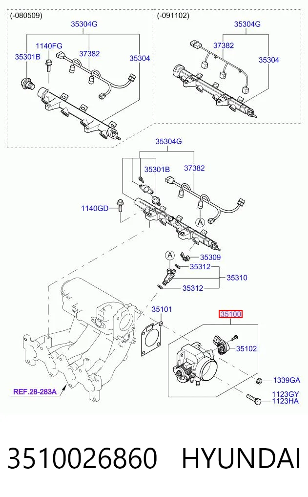 3510026860 Hyundai/Kia Przepustnica, komplet