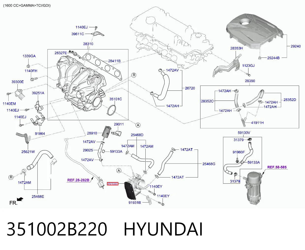 351002B220 Hyundai/Kia Przepustnica, komplet