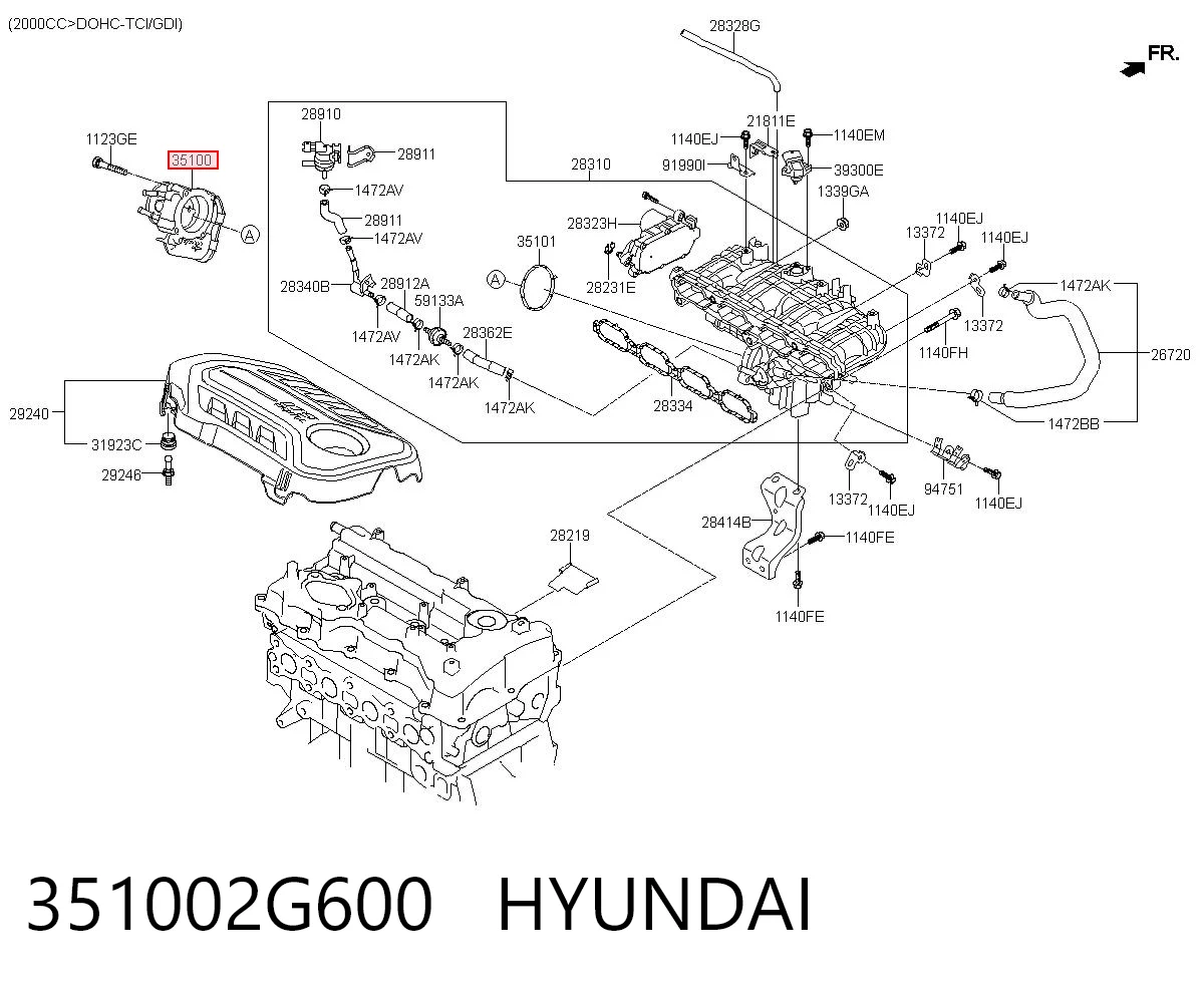 351002G600 Hyundai/Kia Przepustnica, komplet