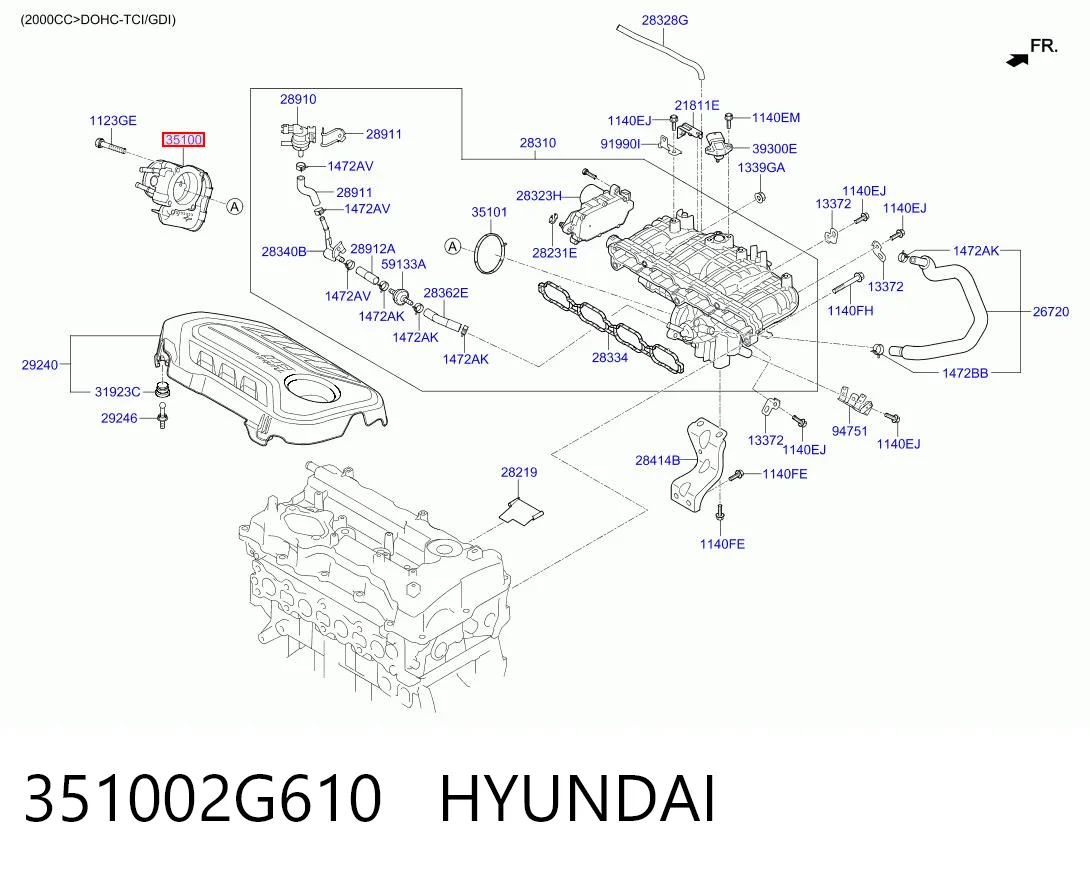 351002G610 Hyundai/Kia Przepustnica, komplet