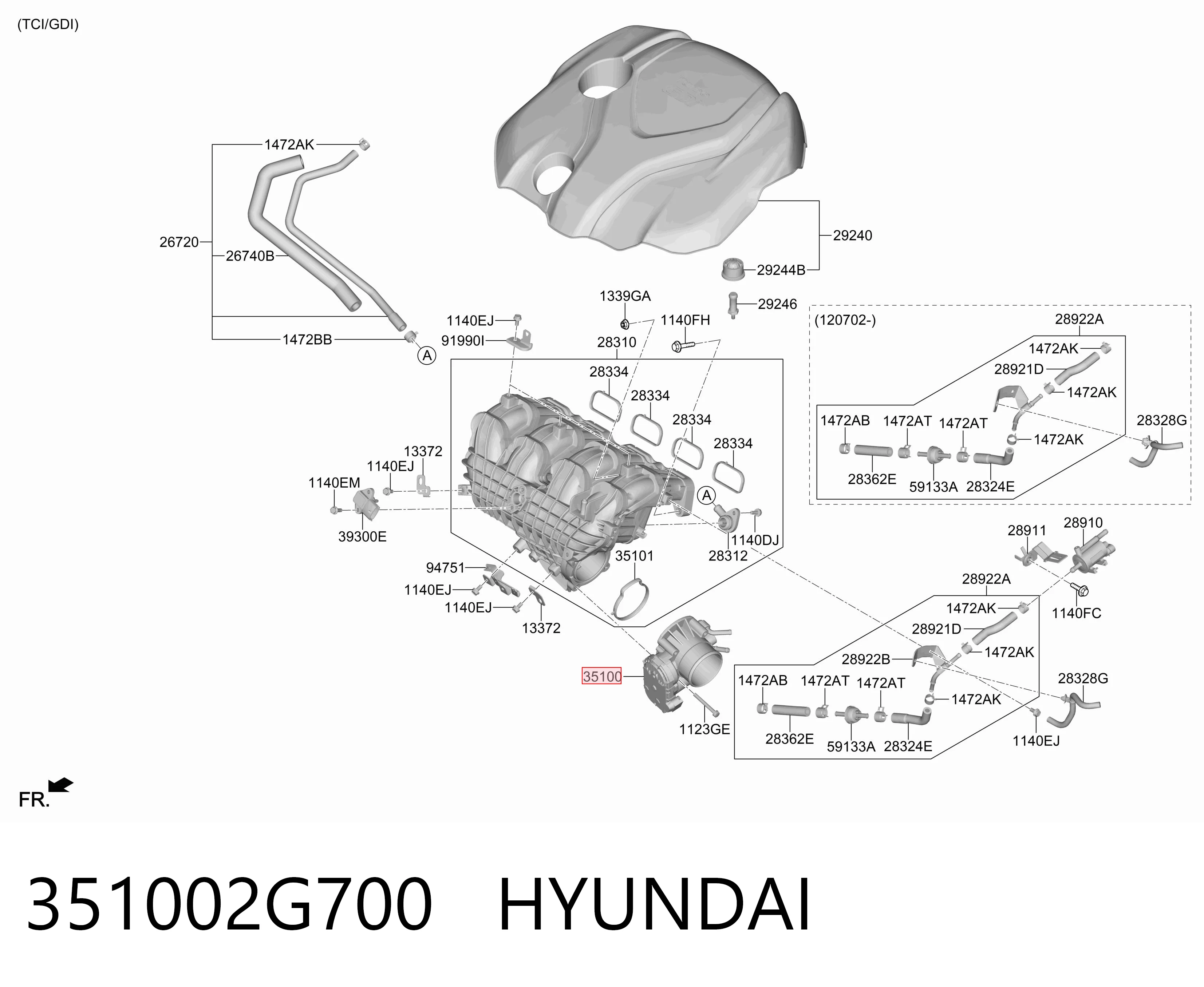 351002G700 Hyundai/Kia Przepustnica, komplet