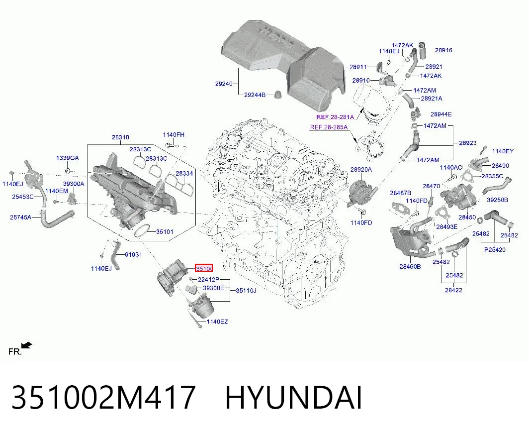 351002M417 Hyundai/Kia Przepustnica, komplet