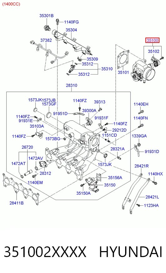 Przepustnica, komplet do KIA Rio II JB