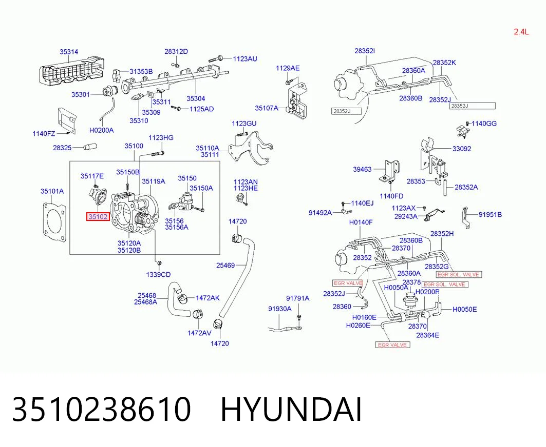 3510238610 Hyundai/Kia Czujnik położenia przepustnicy (potencjometr)
