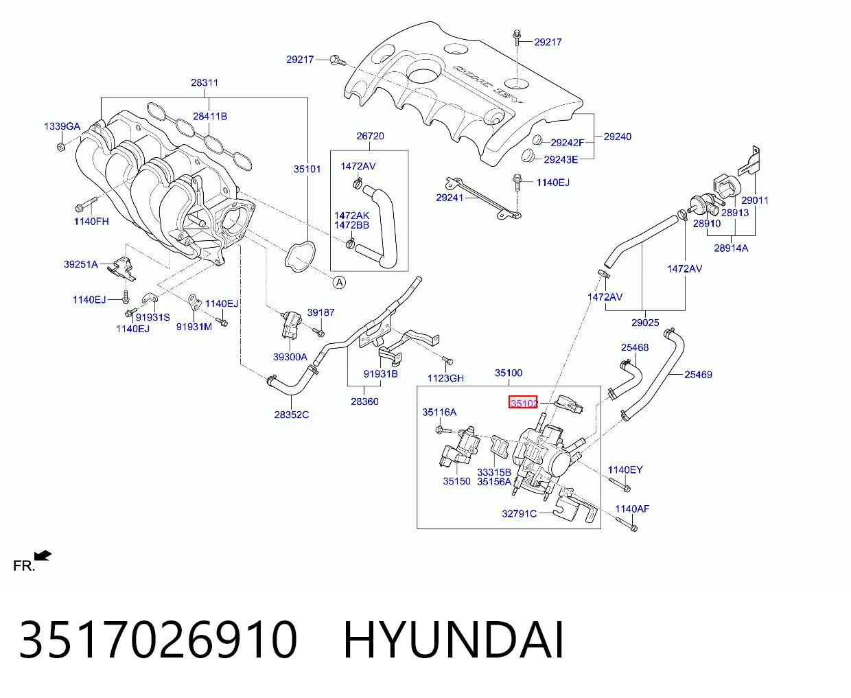 3517026910 Hyundai/Kia Czujnik położenia przepustnicy (potencjometr)