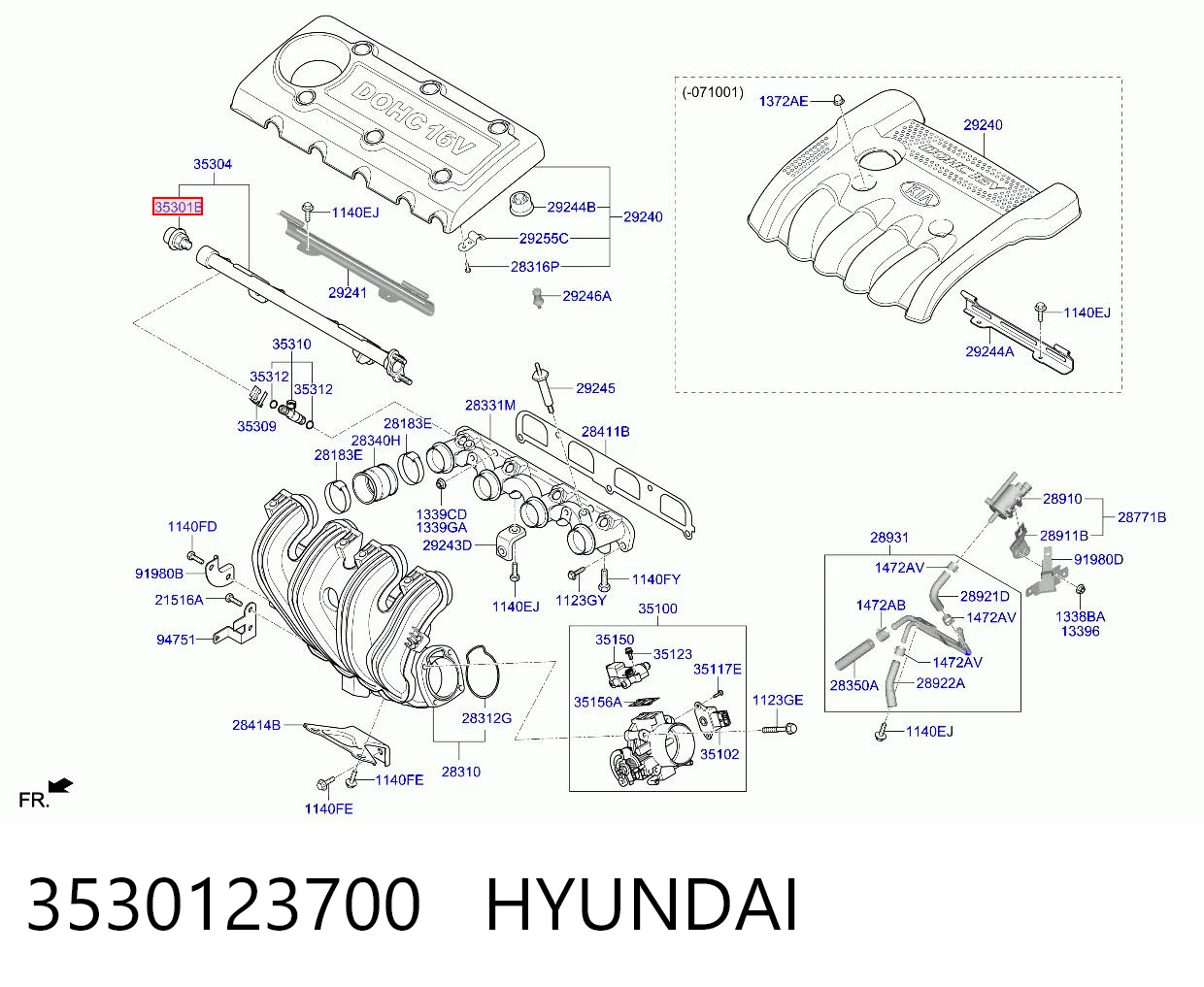 3530123700 Hyundai/Kia Regulator ciśnienia paliwa w listwie paliwowej