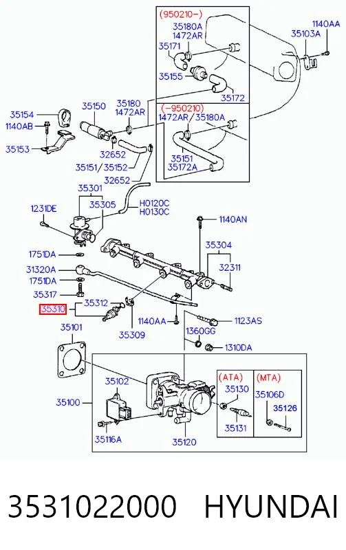 3531022000 Hyundai/Kia Wtryskiwacz paliwa