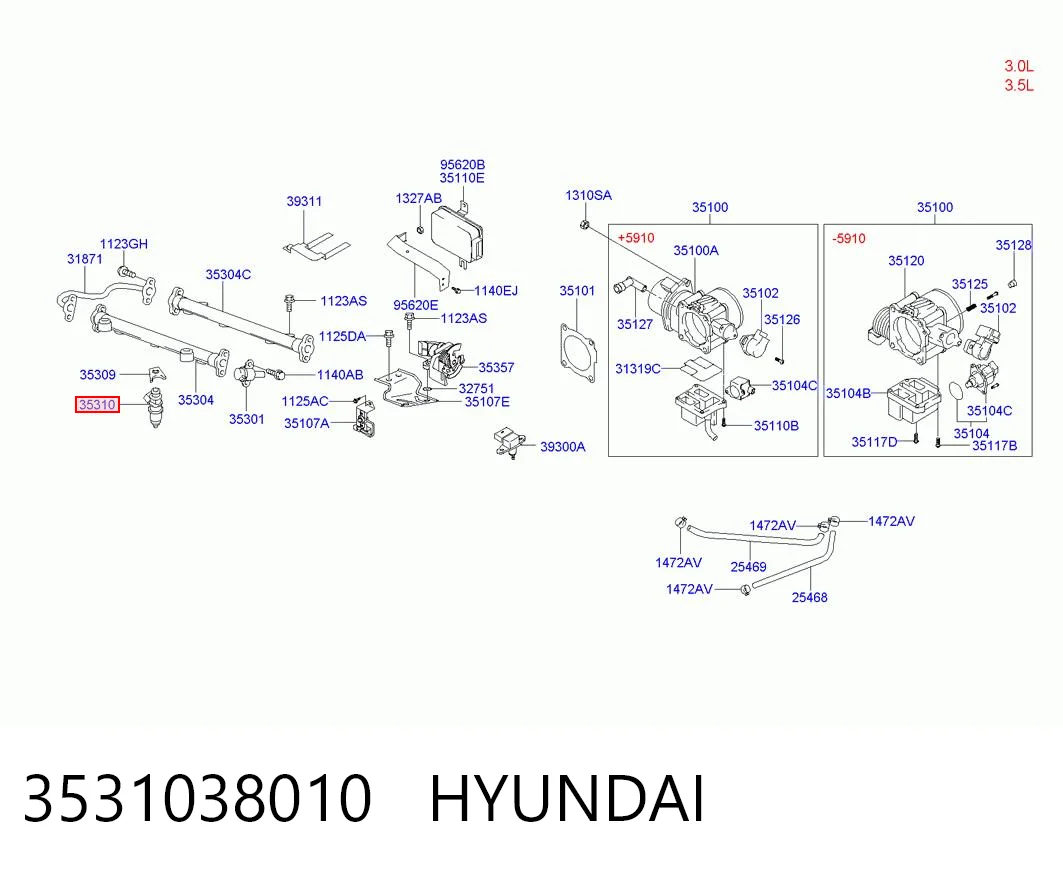 3531038010 Hyundai/Kia Wtryskiwacz paliwa