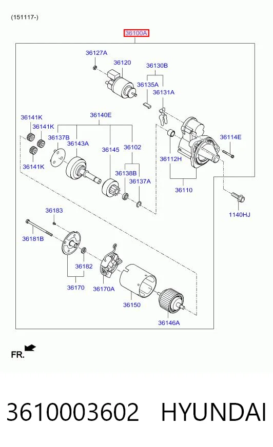 3610003602 Hyundai/Kia Rozrusznik