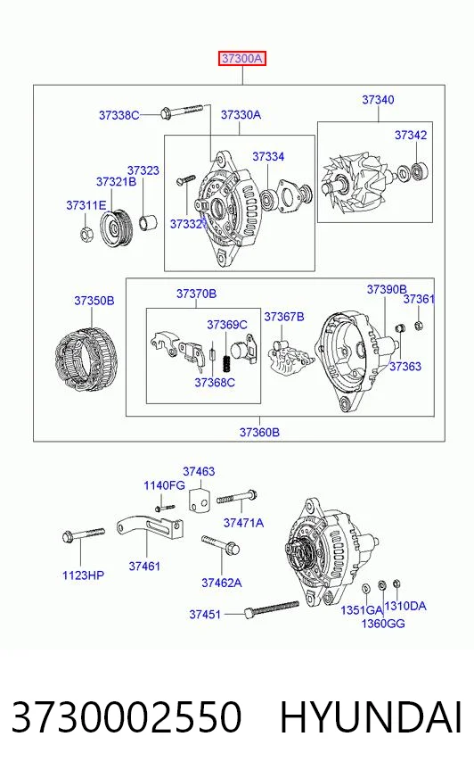3730002550 Hyundai/Kia Alternator