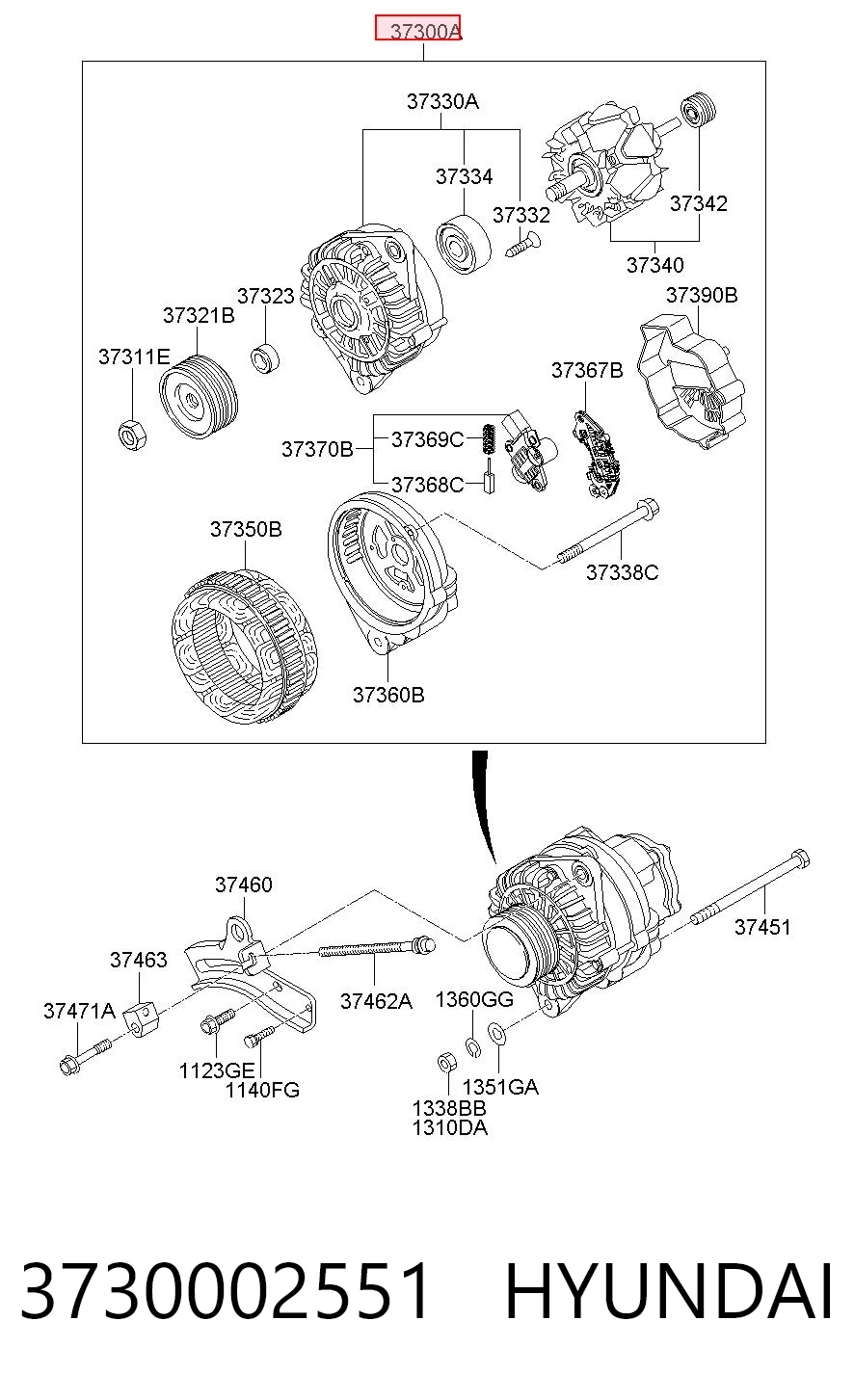 3730002551 Hyundai/Kia Alternator