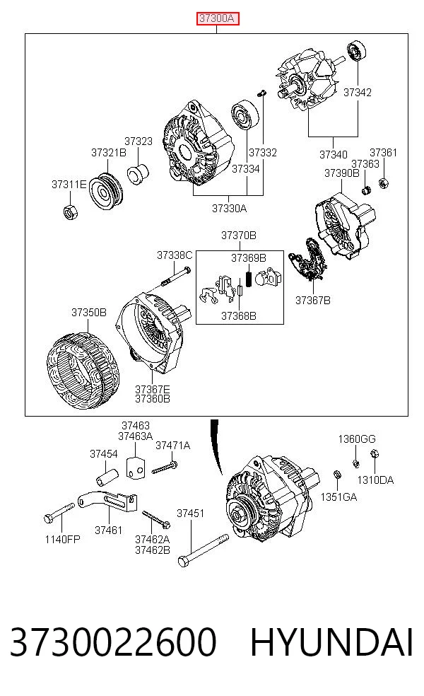 3730022600 Hyundai/Kia Alternator