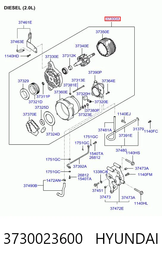 3730023600 Hyundai/Kia Alternator