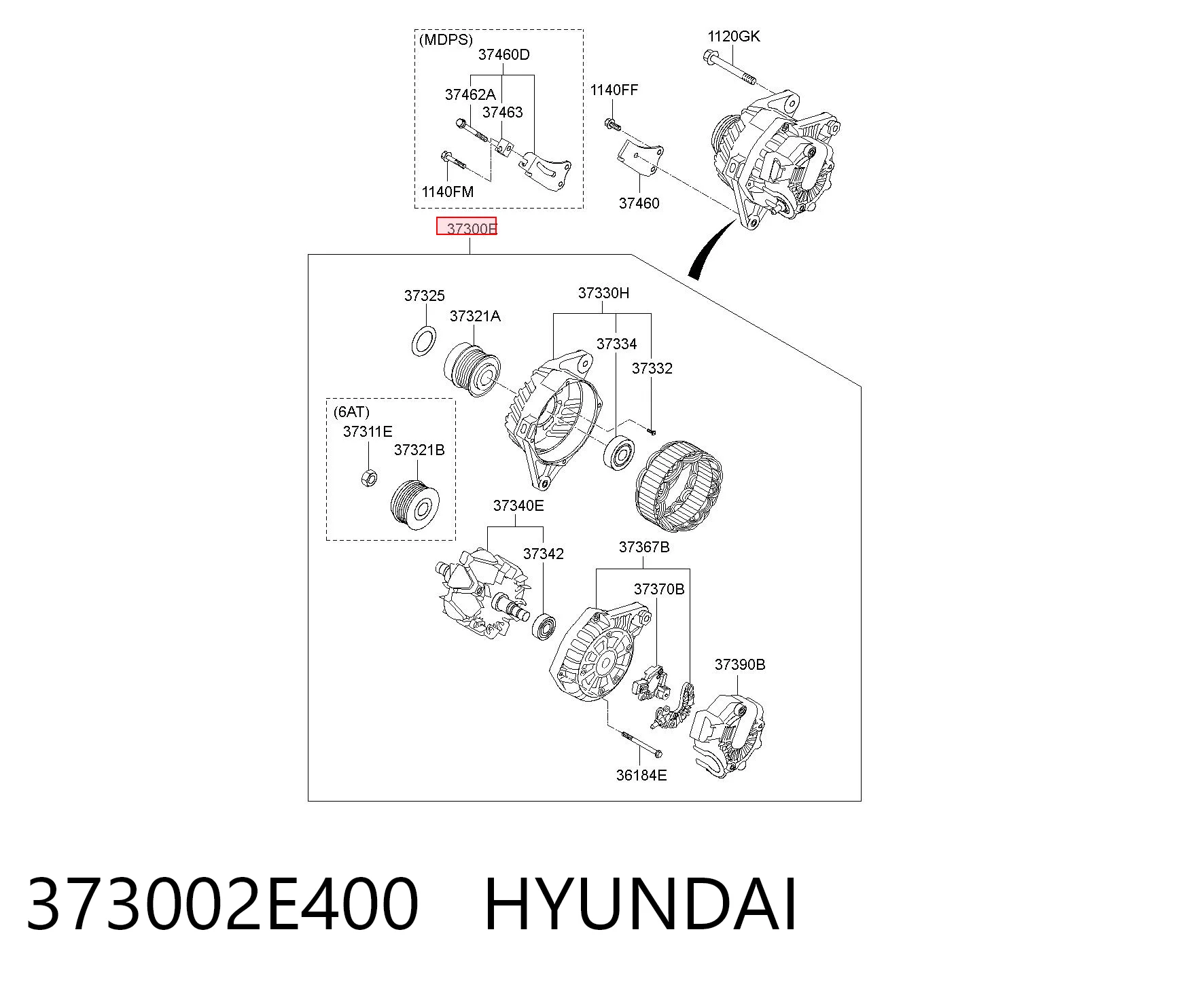 373002E400 Hyundai/Kia Alternator