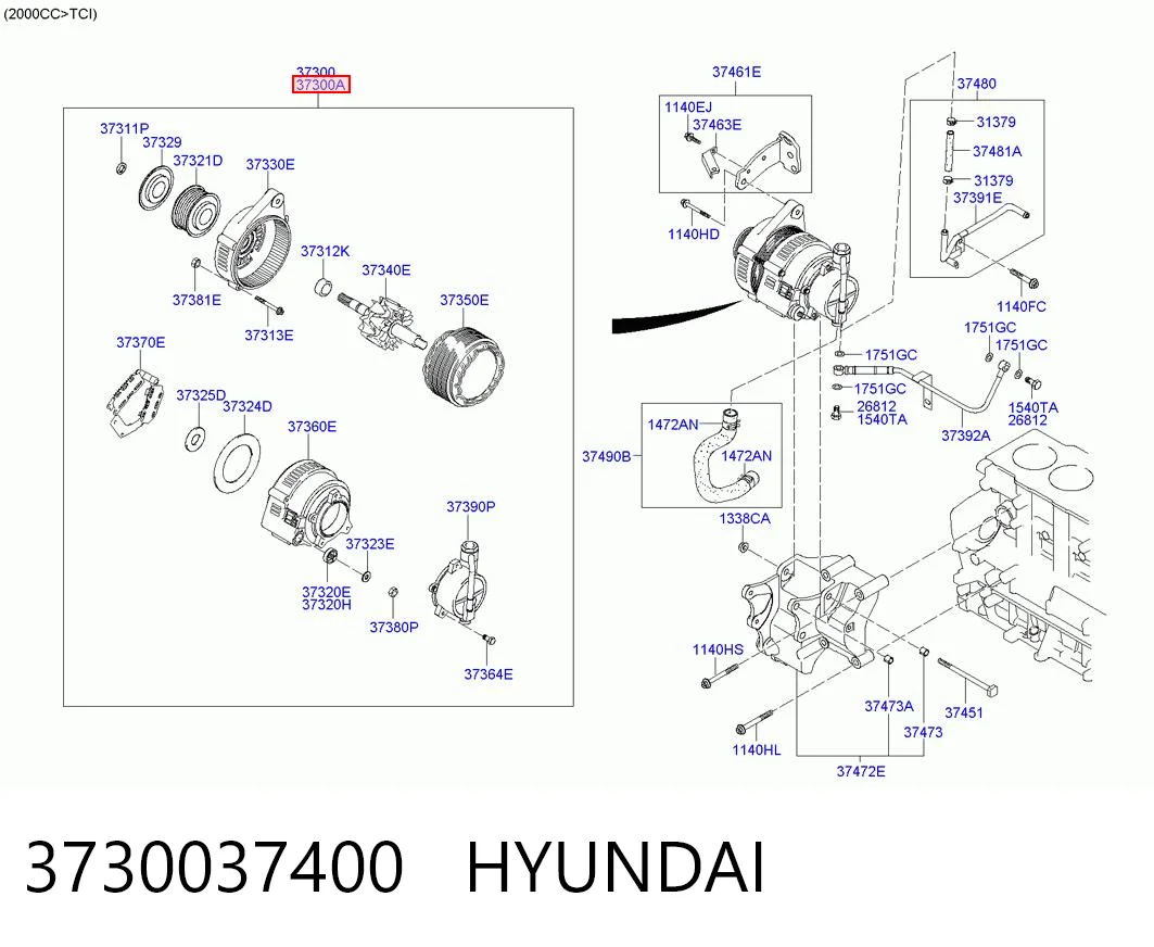 3730037400 Hyundai/Kia Alternator