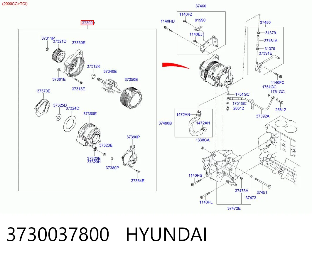 3730037800 Hyundai/Kia Alternator