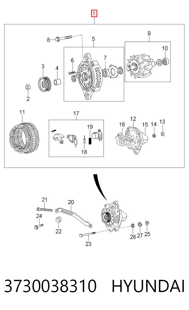 3730038310 Hyundai/Kia Alternator