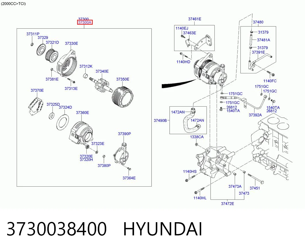3730038400 Hyundai/Kia Alternator