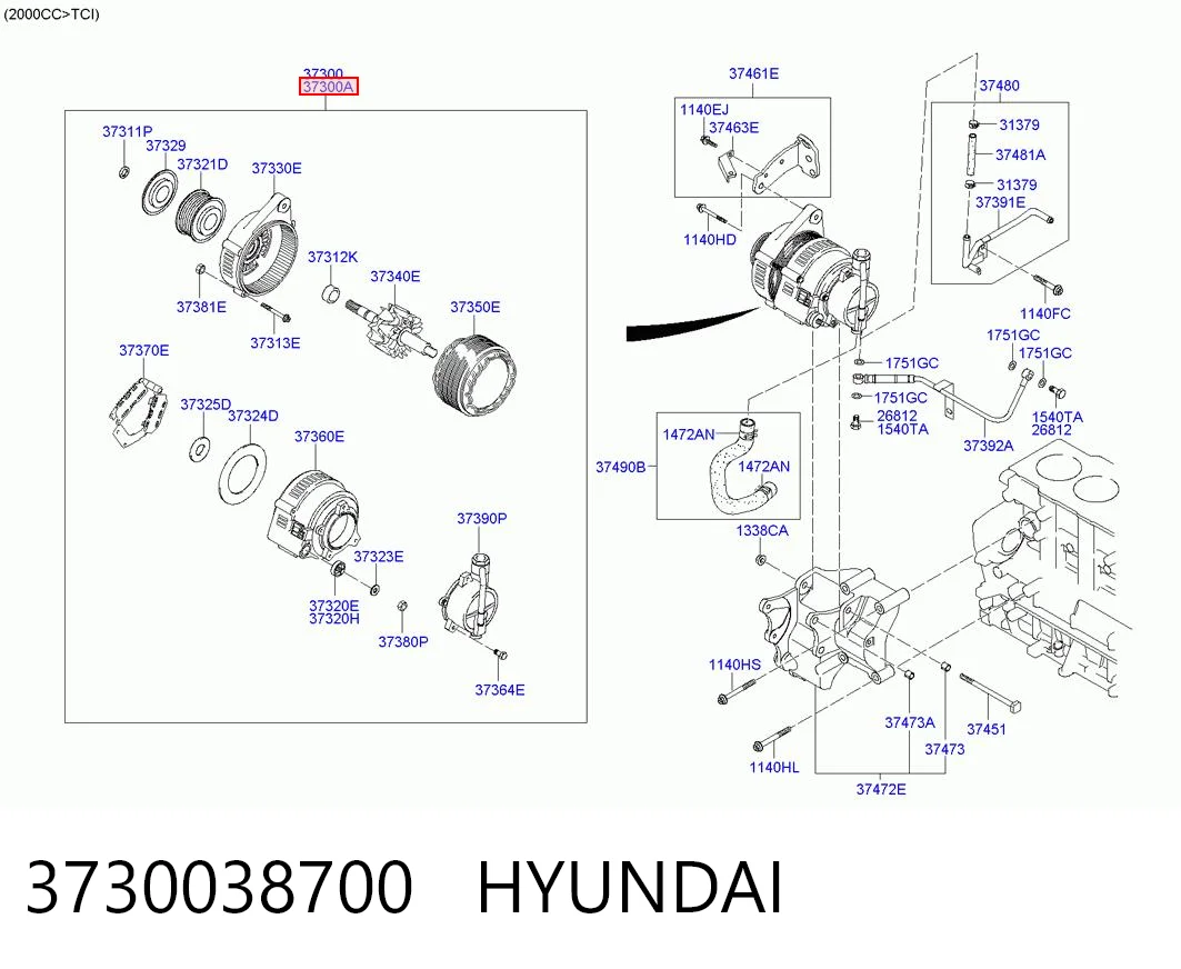 3730038700 Hyundai/Kia Alternator
