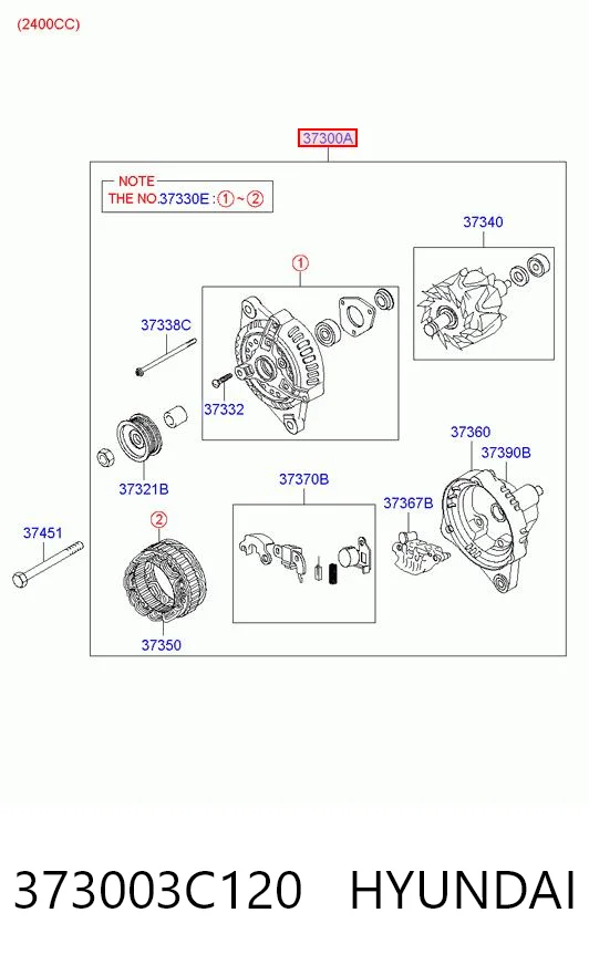 373003C120 Hyundai/Kia Alternator