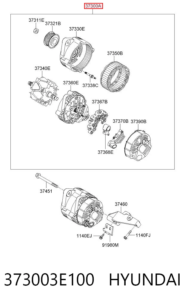 373003E100 Hyundai/Kia Alternator