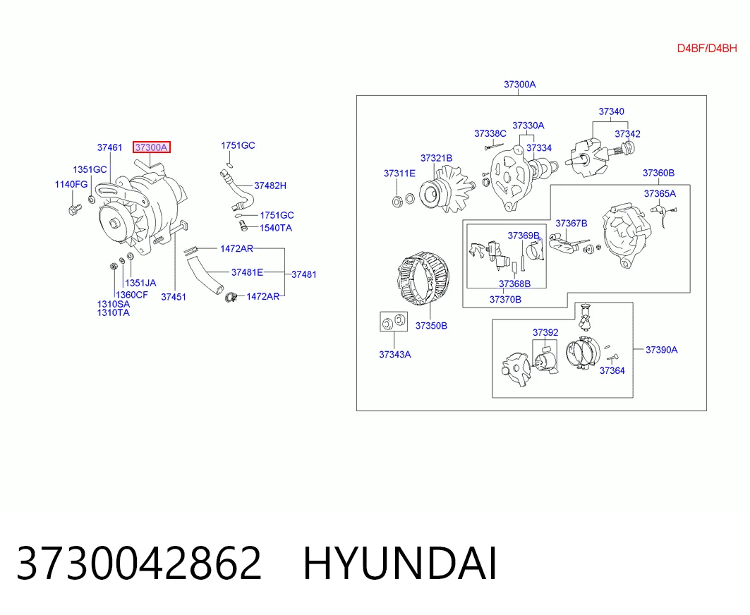 3730042862 Hyundai/Kia Alternator