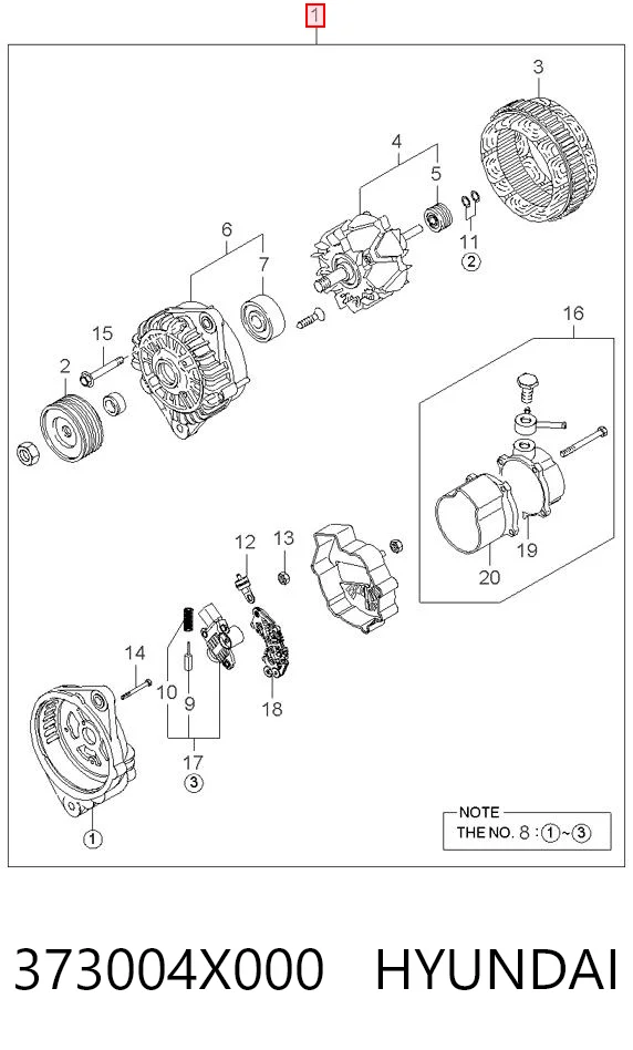 373004X000 Hyundai/Kia Alternator
