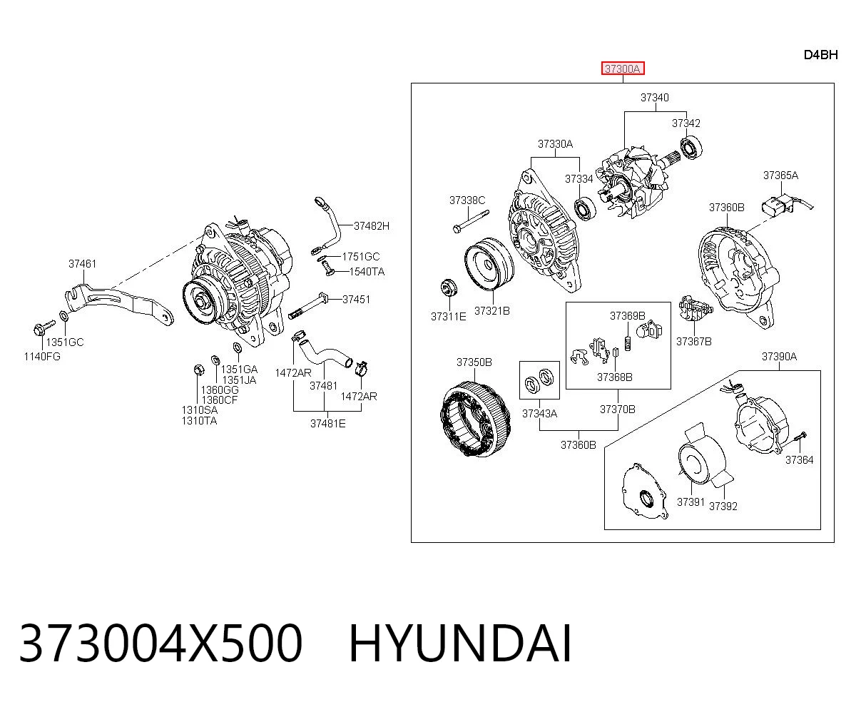 373004X500 Hyundai/Kia Alternator