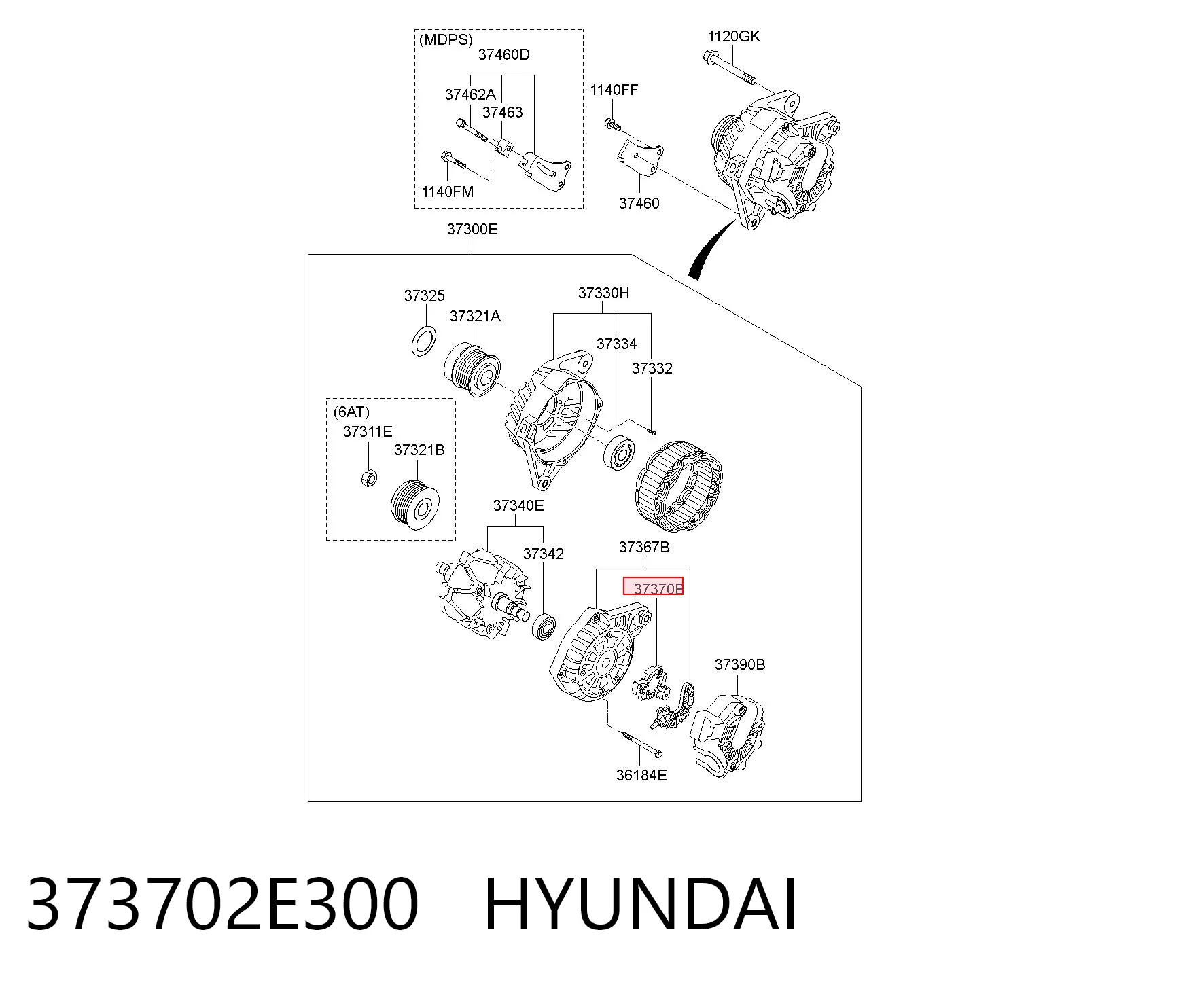 373702E300 Hyundai/Kia Regulator alternatora (przekaźnik ładowania)