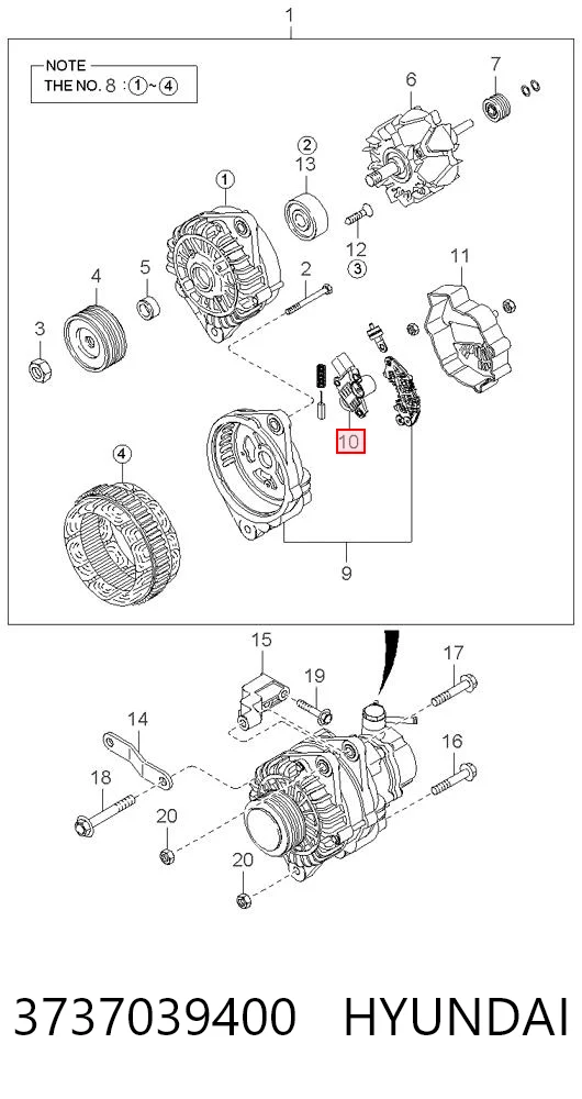3737039400 Hyundai/Kia Regulator alternatora (przekaźnik ładowania)