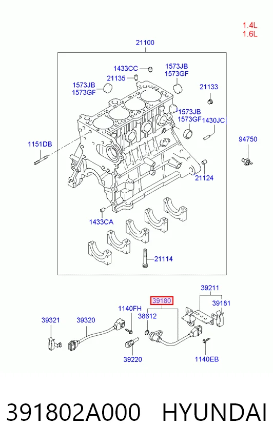 391802A000 Hyundai/Kia Czujnik położenia wału korbowego