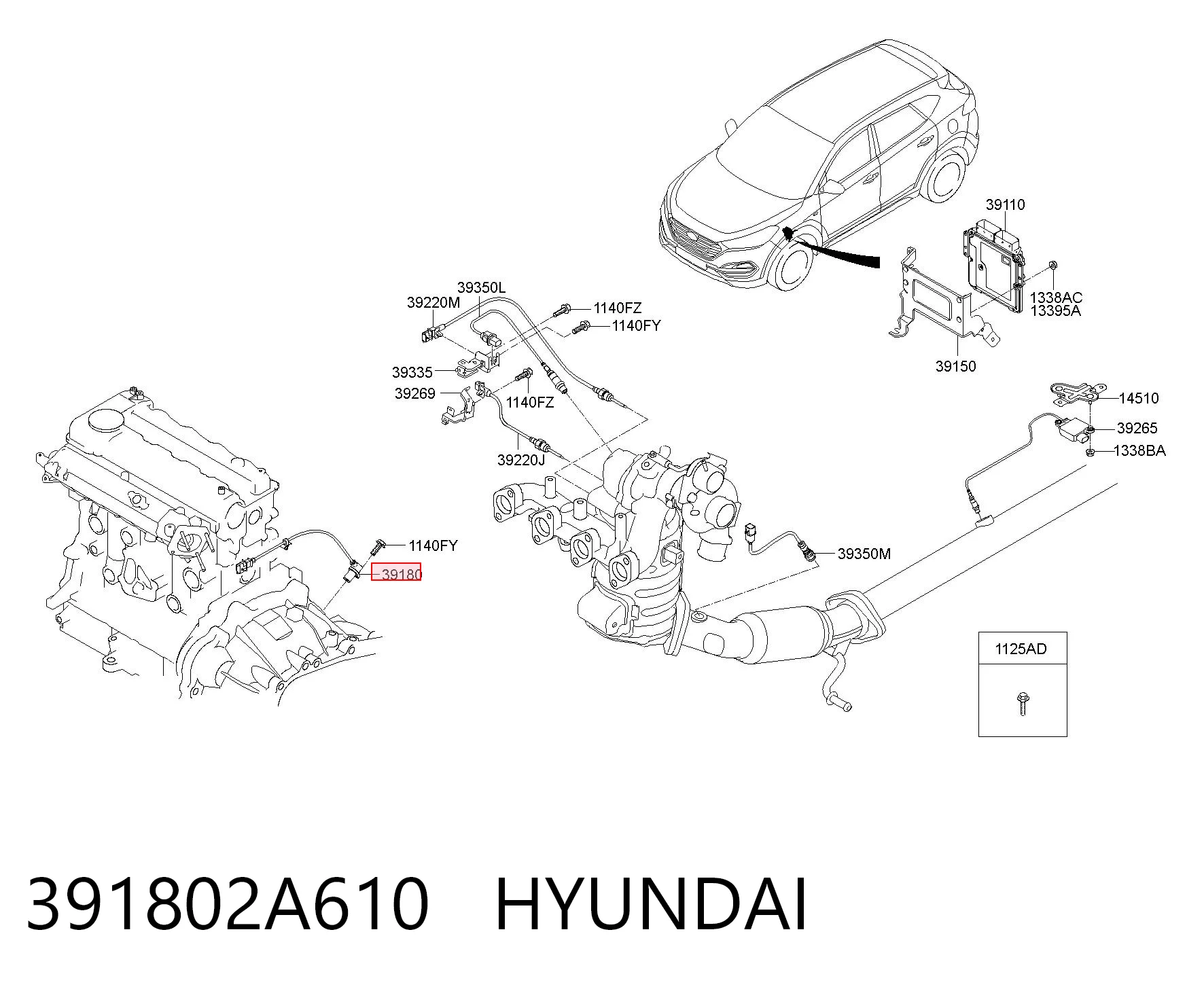 391802A610 Hyundai/Kia Czujnik położenia wału korbowego