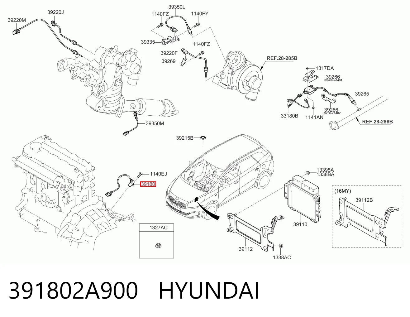 391802A900 Hyundai/Kia Czujnik położenia wału korbowego