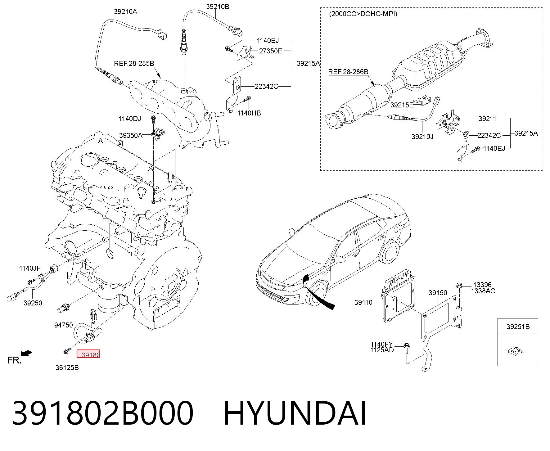 391802B000 Hyundai/Kia Czujnik położenia wału korbowego