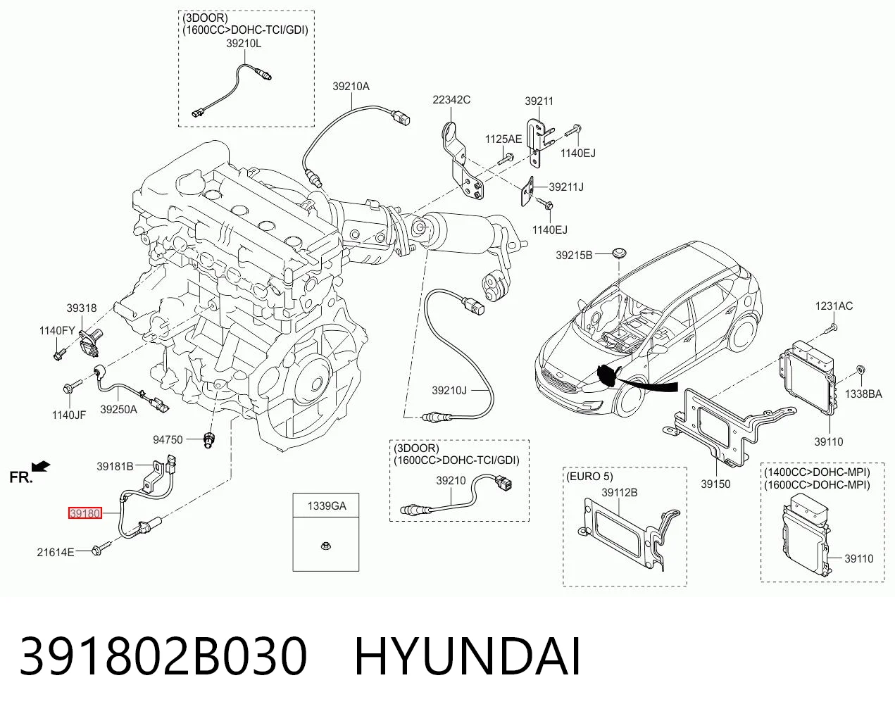 391802B030 Hyundai/Kia Czujnik położenia wału korbowego